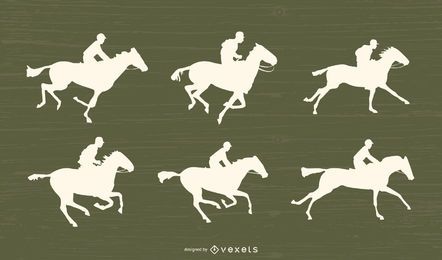 Horse Racing Silhouette Set Horse Racing Silhouette Set