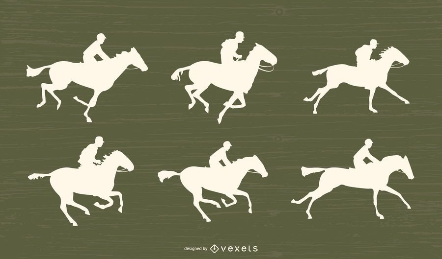 Horse Racing Silhouette Set Horse Racing Silhouette Set