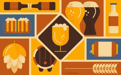 Diseño de fondo de elemento de cerveza Diseño de fondo de elemento de cerveza