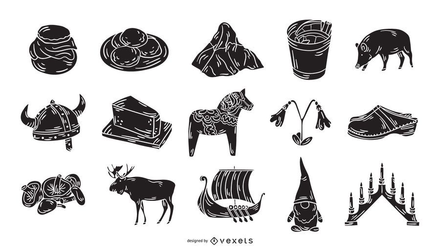 Swedish Elements Silhouette Icon Collection Swedish Elements Silhouette Icon Collection