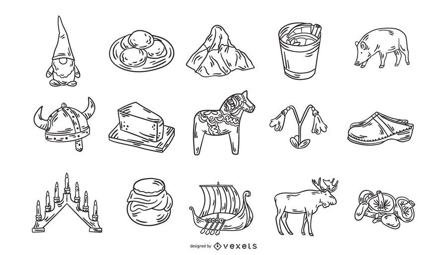 Swedish Elements Stroke Icon Collection Swedish Elements Stroke Icon Collection