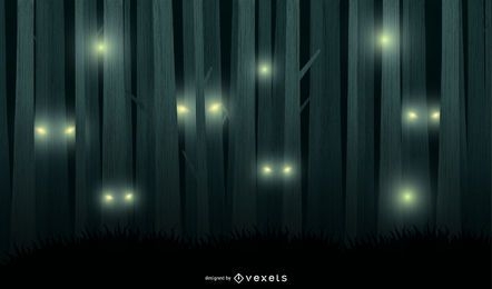 Scary Night Forest Vector Background