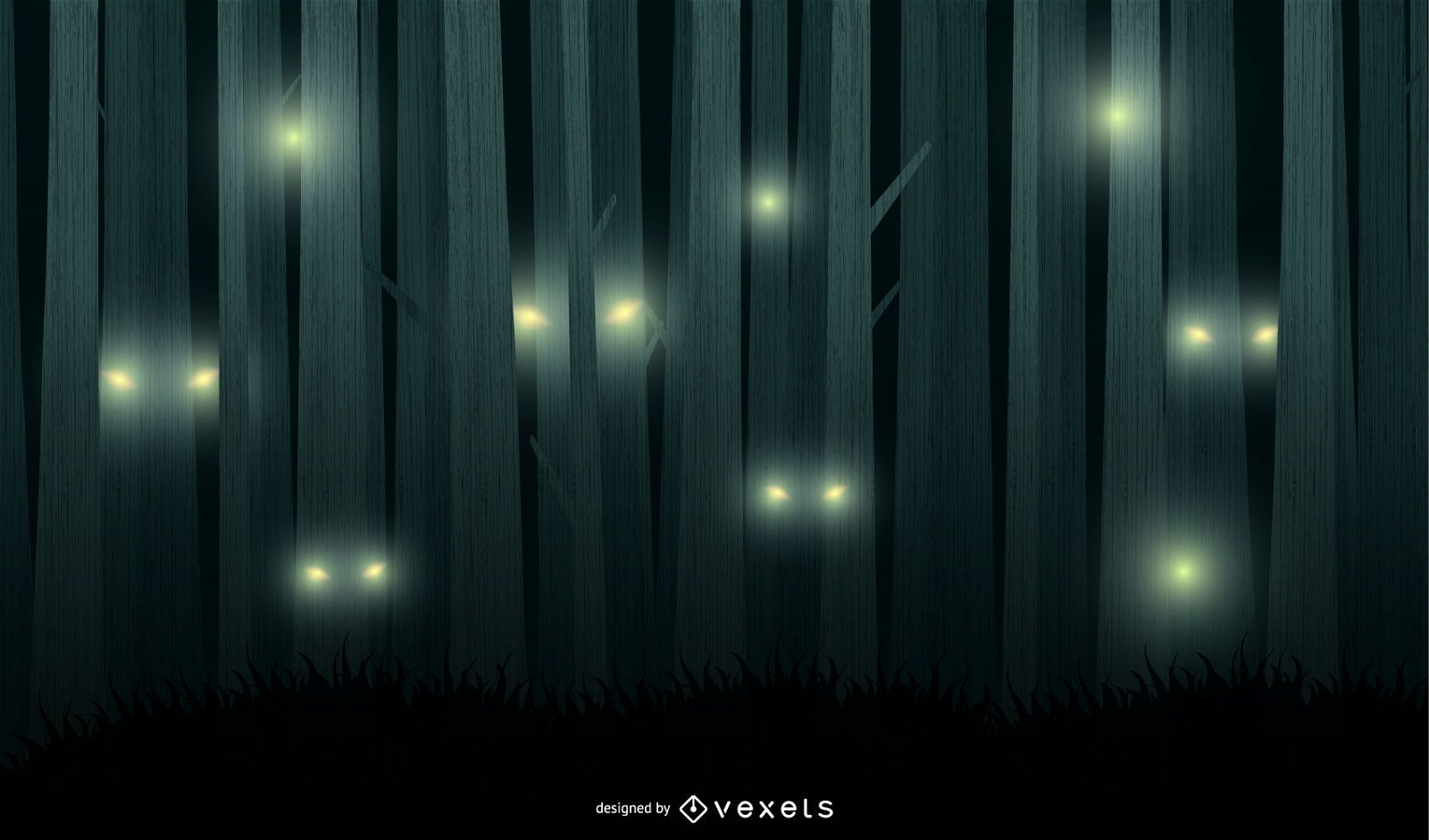 Unheimlicher Nachtwald-Vektor-Hintergrund