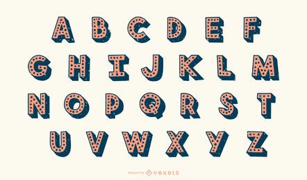 3D Dotted Alphabet Letter Vector Set 3D Dotted Alphabet Letter Vector Set