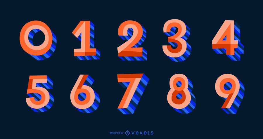 3D Flat Style Alphabet Number Set 3D Flat Style Alphabet Number Set