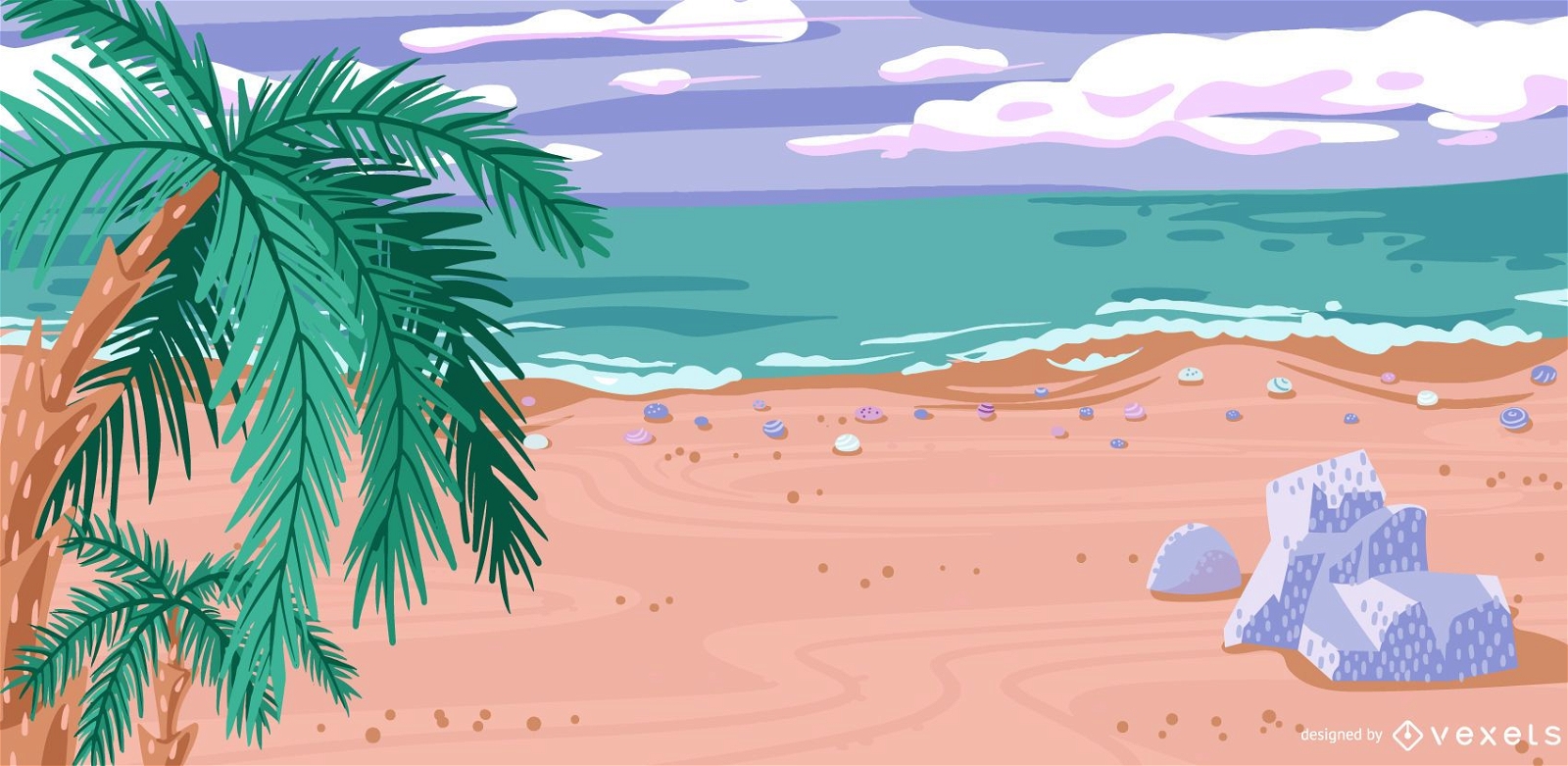 Tropical Beach Shore Vector Illustration
