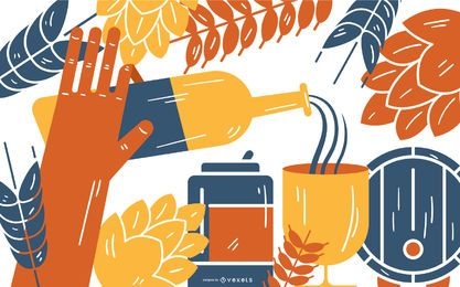 Beer Elements Vector Illustration