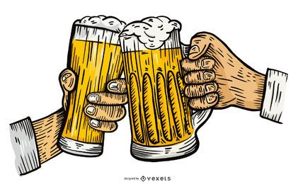 Beer Toast Vector Illustration