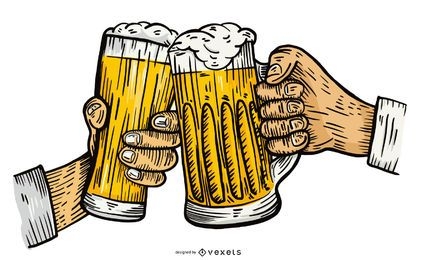 Ilustração vetorial de torradas de cerveja