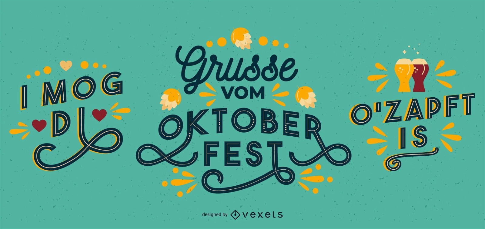 Conjunto de estandartes com letras da Oktober Fest