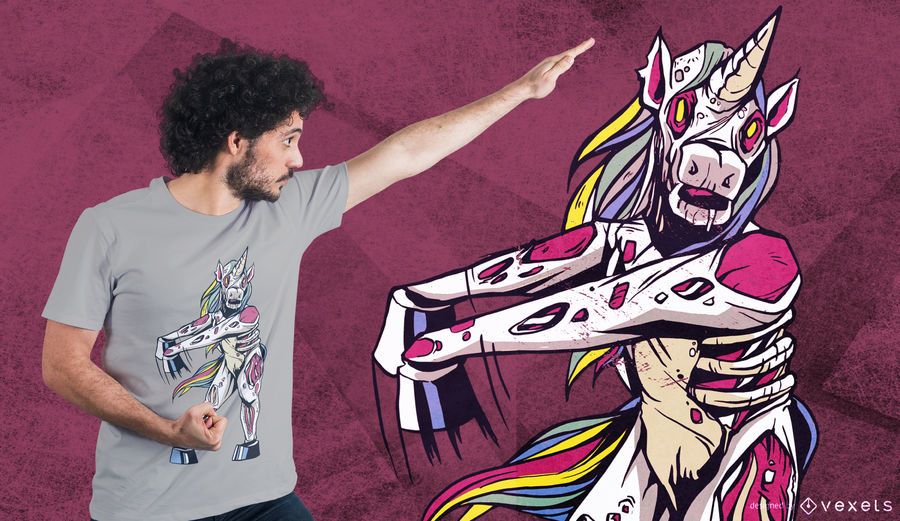 Diseño de camiseta de unicornio de seda espeluznante Diseño de camiseta de unicornio de seda espeluznante