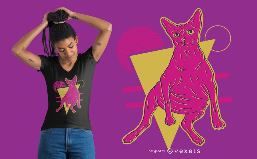 Diseño de camiseta de gato neón sphynx Diseño de camiseta de gato neón sphynx