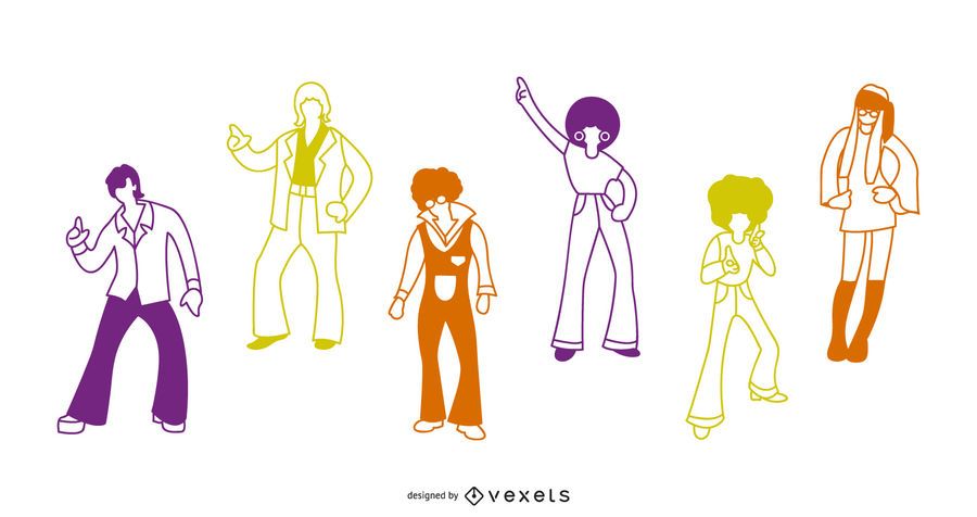 70er Jahre Menschen Schlaganfall Illustration Pack 70er Jahre Menschen Schlaganfall Illustration Pack