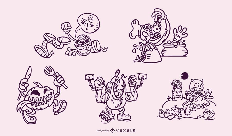 Stroke halloween monsters set Stroke halloween monsters set