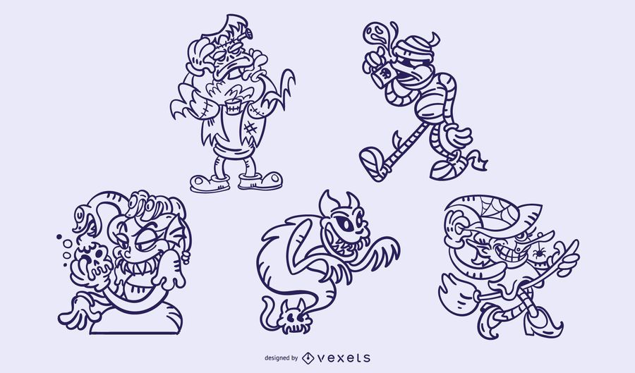 Halloween Monster Schlaganfall gesetzt Halloween Monster Schlaganfall gesetzt