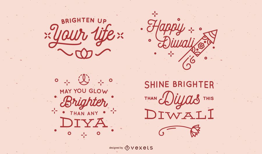 Diwali simple lettering set Diwali simple lettering set