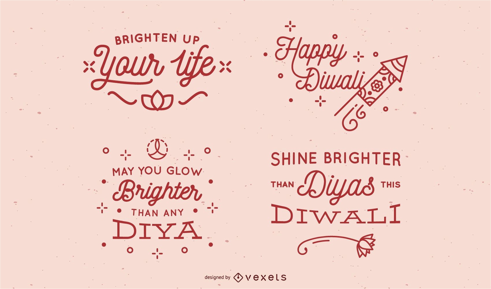Diwali simple lettering set