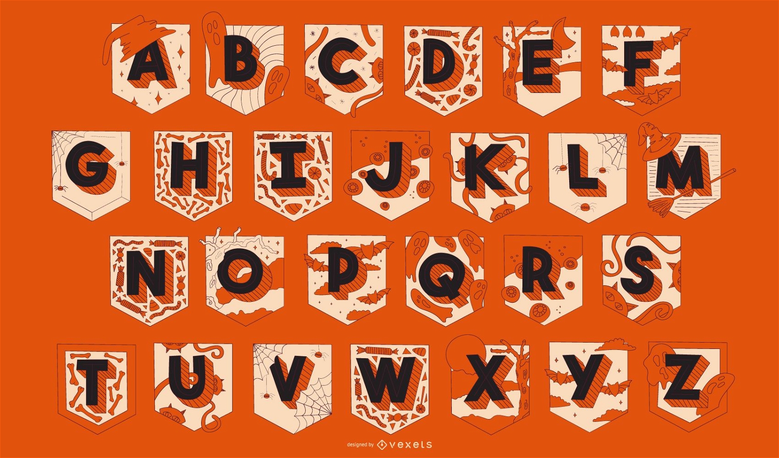 Conjunto de guirlanda de alfabeto de Halloween