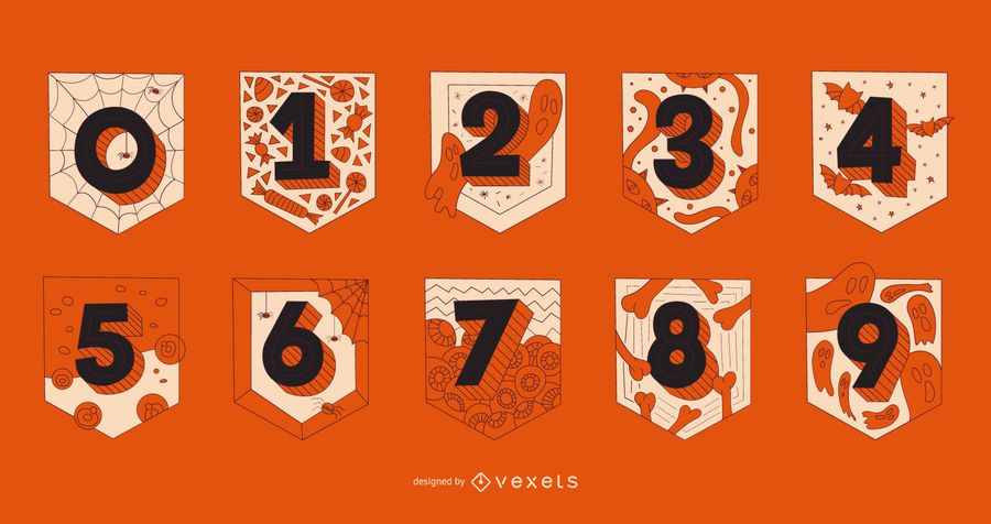 Halloween numbers garland set Halloween numbers garland set