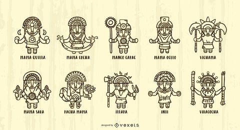 Pacote de ilustração de deuses inca Pacote de ilustração de deuses inca