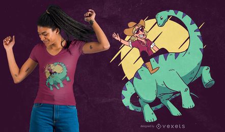 Diseño de camiseta de vaquero de dinosaurio Diseño de camiseta de vaquero de dinosaurio