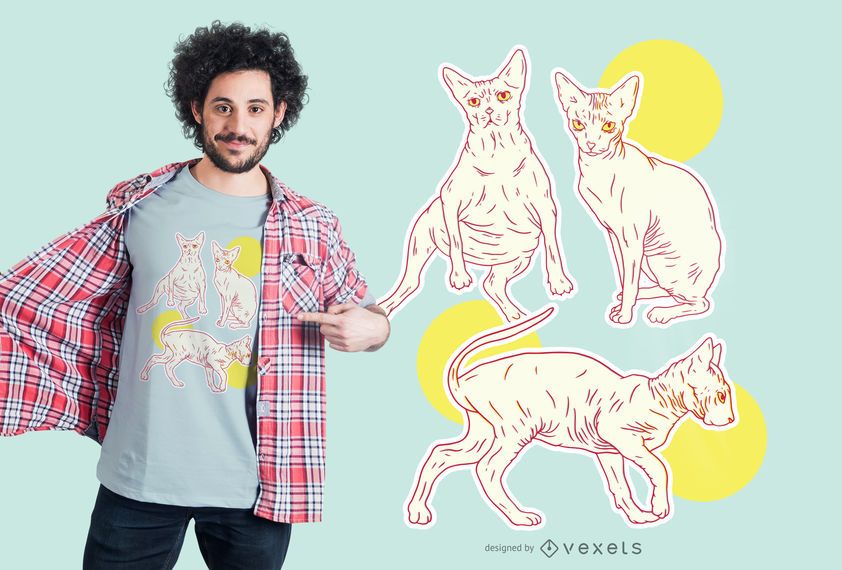 Sphynx Katzen Set T-Shirt Design Sphynx Katzen Set T-Shirt Design