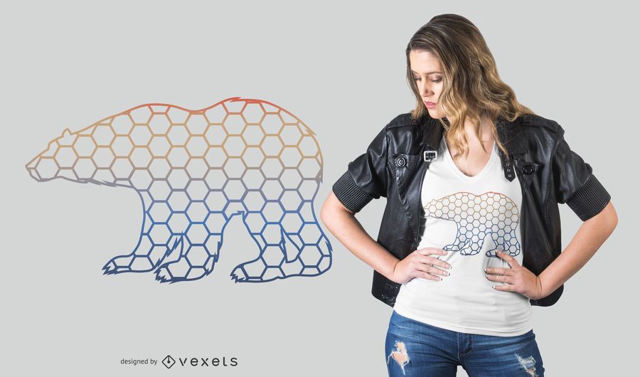 Rainbow hexagons bear t-shirt design Rainbow hexagons bear t-shirt design