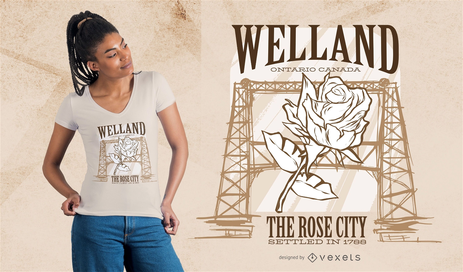 Diseño de camiseta Welland Rose City