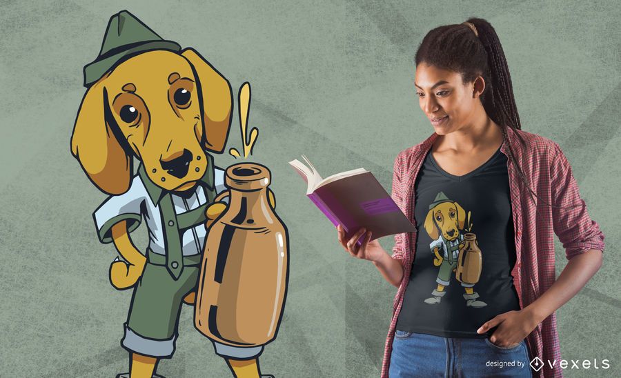 Drinking Dachshund Dog T-shirt Design Drinking Dachshund Dog T-shirt Design