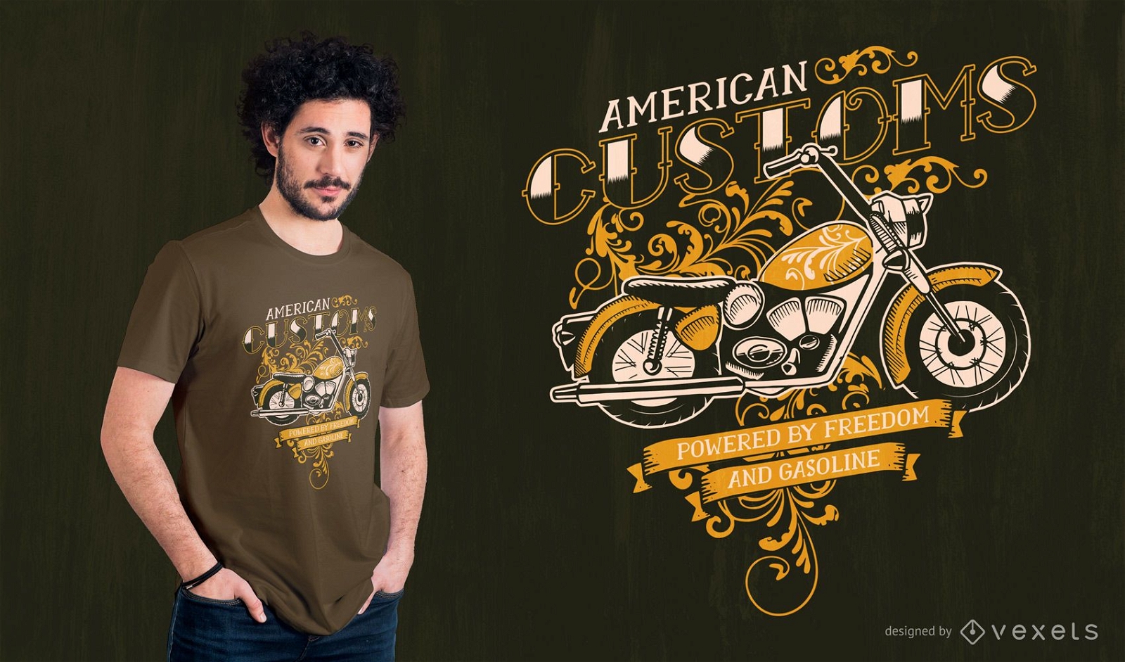 Amerikanisches Zollmotorradmotorrad-T-Shirt Design