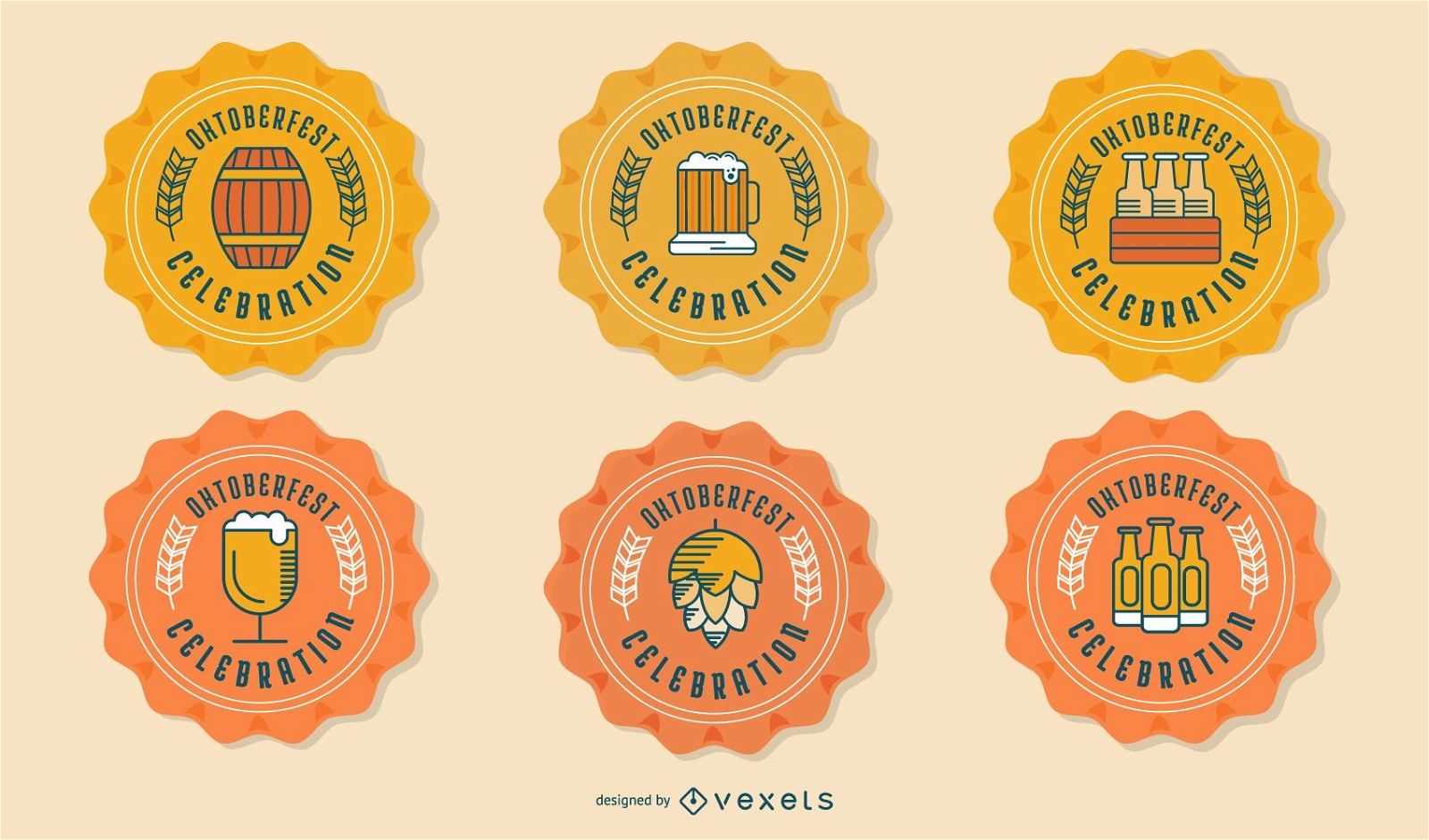 Oktoberfest beer badge set