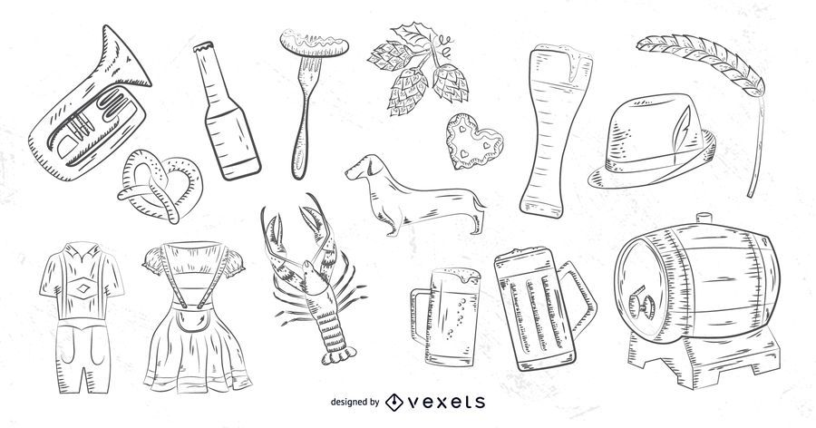 Oktoberfest hand drawn elements Oktoberfest hand drawn elements