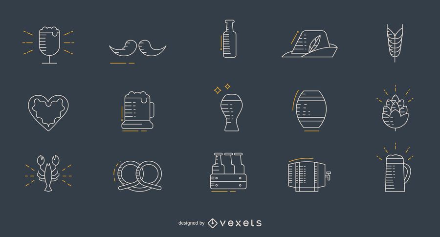 Oktoberfest thin line icon set Oktoberfest thin line icon set