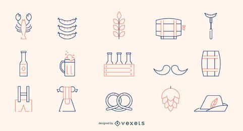 Oktoberfest line icon set