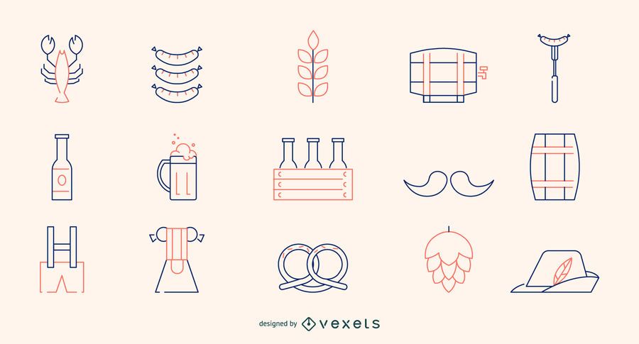 Oktoberfest Linie Icon-Set Oktoberfest Linie Icon-Set