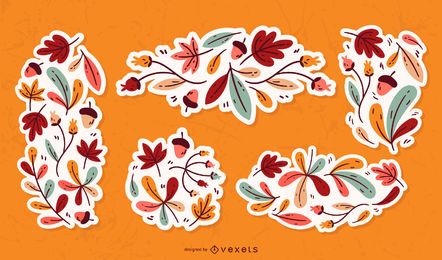 Conjunto de adornos de hojas de otoño Conjunto de adornos de hojas de otoño