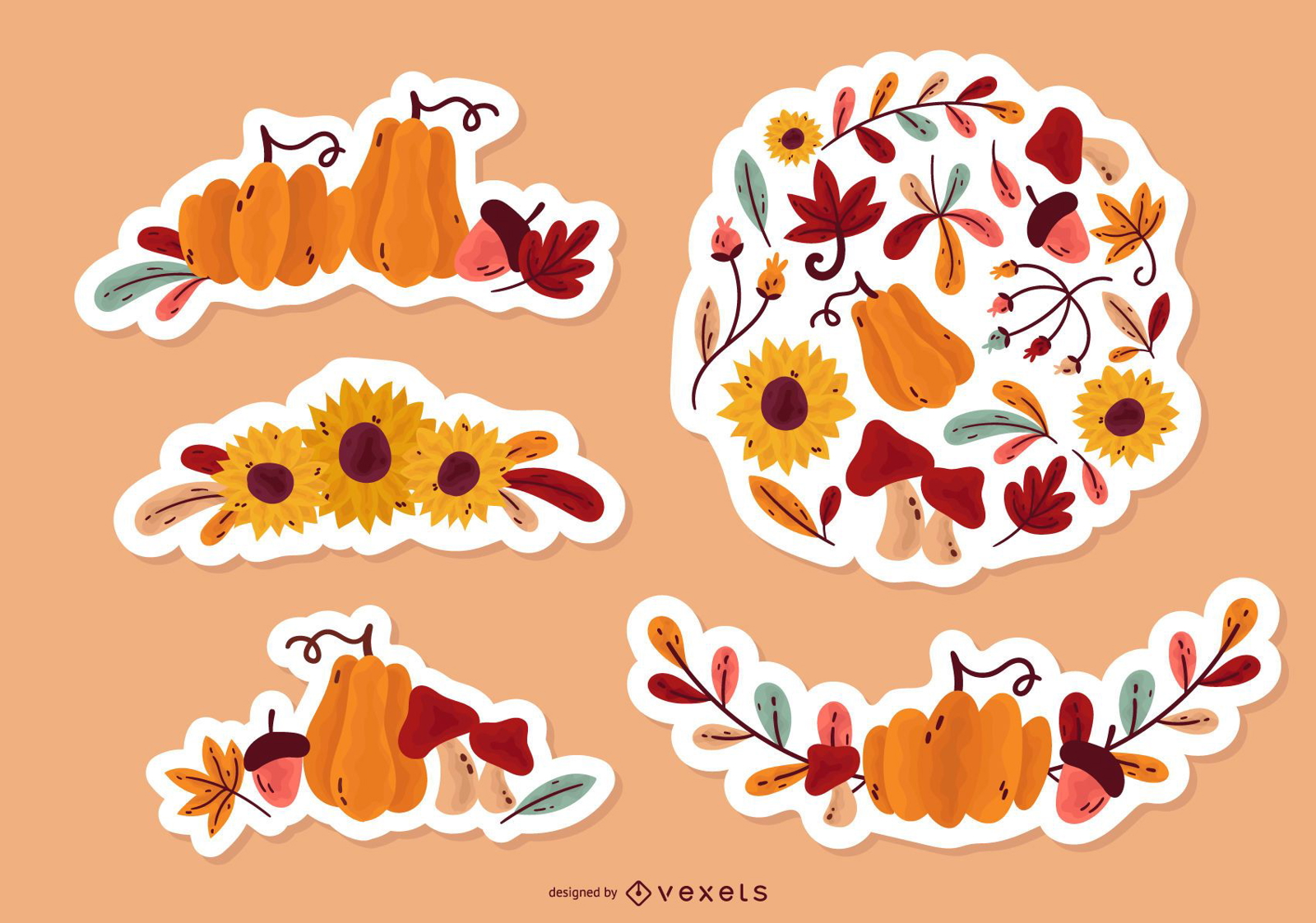 Pacote de adesivos florais de outono