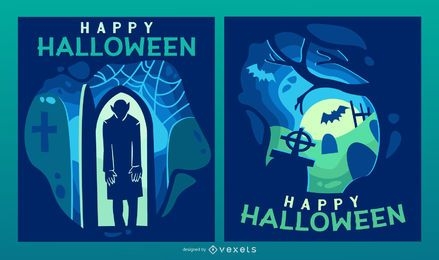 Halloween spooky papercut banner set