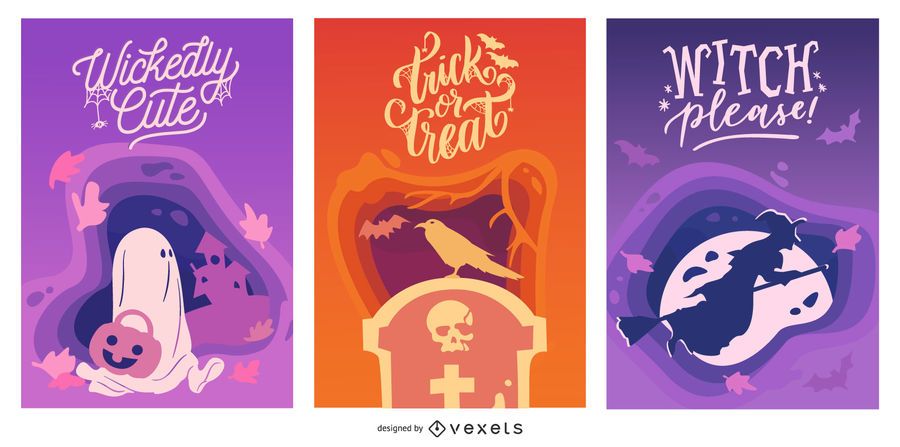 Halloween papercut banner set Halloween papercut banner set