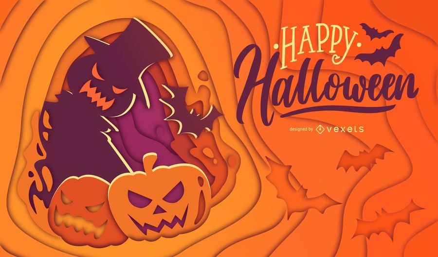 Halloween pumpkin papercut illustration Halloween pumpkin papercut illustration