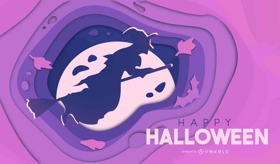 Halloween witch papercut illustration Halloween witch papercut illustration