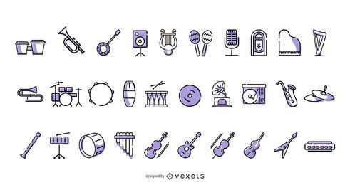 Musical instruments icon collection Musical instruments icon collection