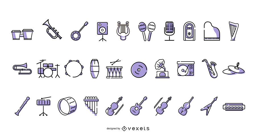 Musical instruments icon collection Musical instruments icon collection