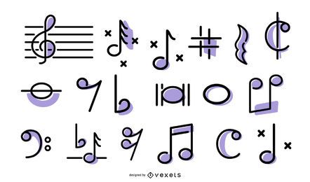 Music stroke icons set Music stroke icons set