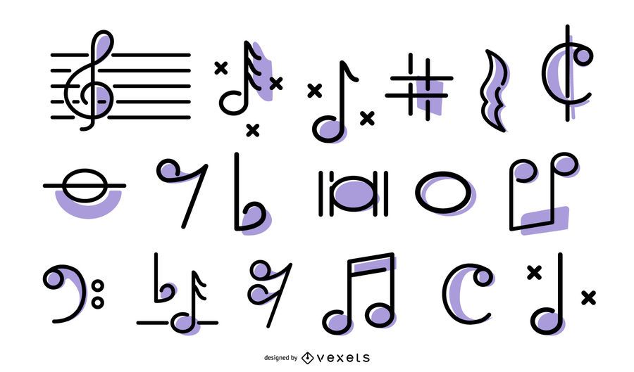 Music stroke icons set Music stroke icons set