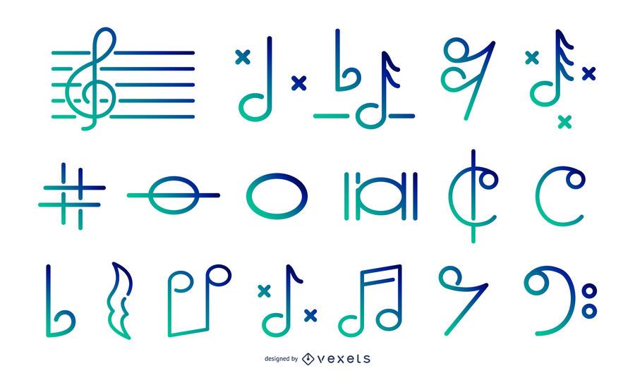 Music stroke gradient icons Music stroke gradient icons