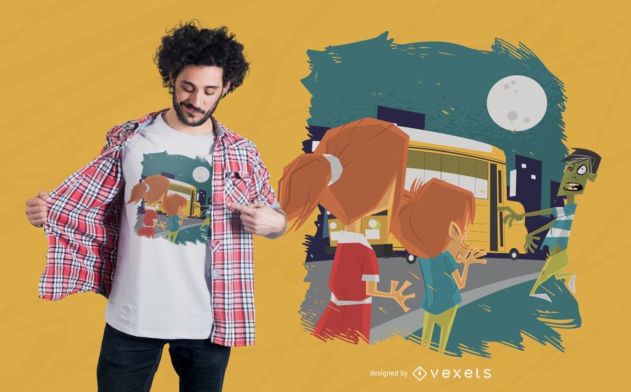 School bus zombie t-shirt design School bus zombie t-shirt design