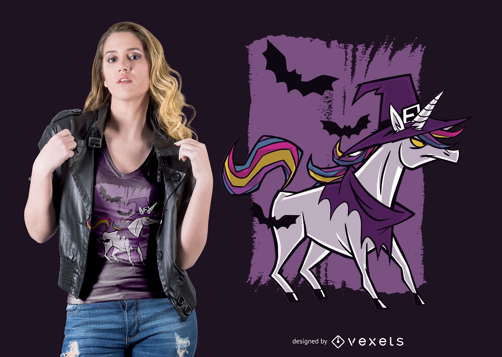 Witch unicorn t-shirt design