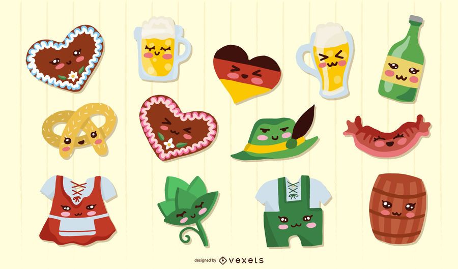 Oktoberfest kawaii elements Oktoberfest kawaii elements