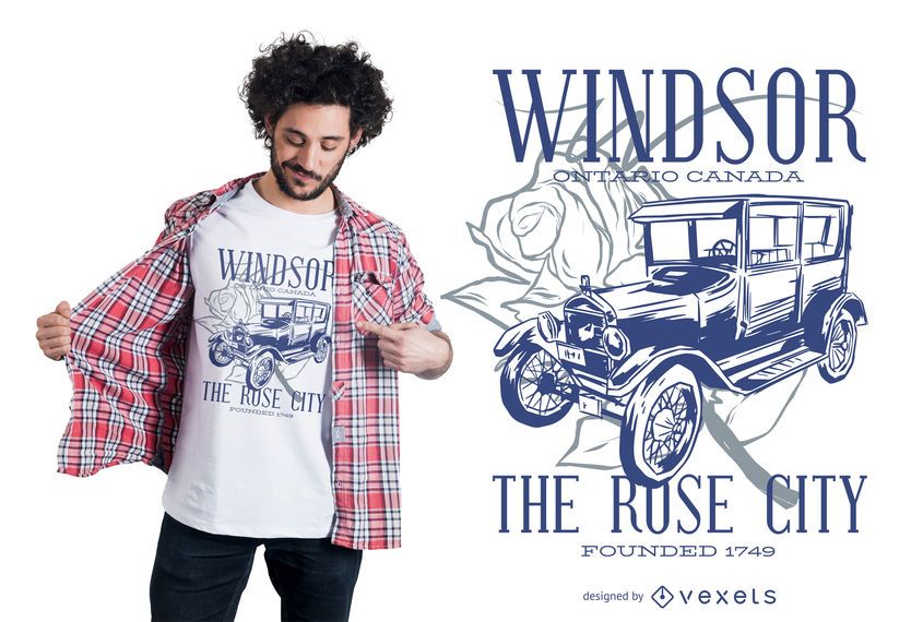 Windsor car t-shirt design Windsor car t-shirt design